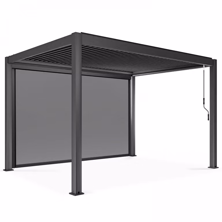 Pergola bioclimatica autoportante 3x4m con 1 tenda 373 x 234 m - Oviala Athenes