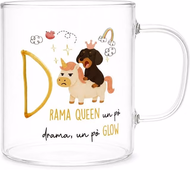 Mug a forma di lettera D in vetro borosilicato trasparente Borostories, capacità 440 ml