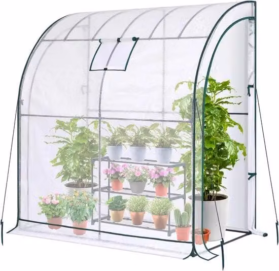 Serra Portatile con 3 Scomparti: Serra a Parete 200,8 x 99 x 211,2 cm - Finestrature a Maglia, 2 Porte a Tendina con Zip