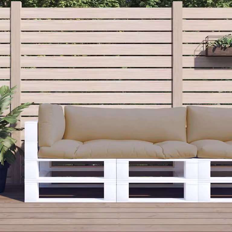 Set di 3 cuscini per pallet vidaXL in poliestere beige e grigio, idrorepellenti e resistenti ai raggi UV