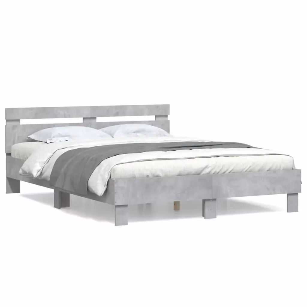 Letto con testiera e struttura Giroletto Design Mania Grigio, L/P: 150 x 200 cm, in legno multistrato – 2