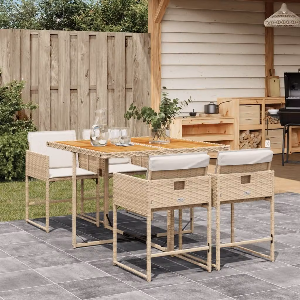 Maison Exclusive - Set da Pranzo da Giardino 5 pz con Cuscini Beige in Polyrattan