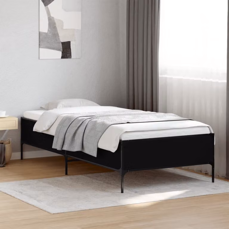 vidaXL Giroletto Nero in Legno e Metallo L: 78 cm, P: 193 cm, H: 44 cm