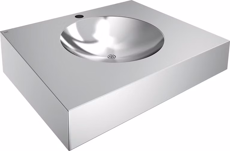 KWC AR lavabo singolo, ANIMA, acciaio inox, 600x160x500 mm, con foro per rubinetto