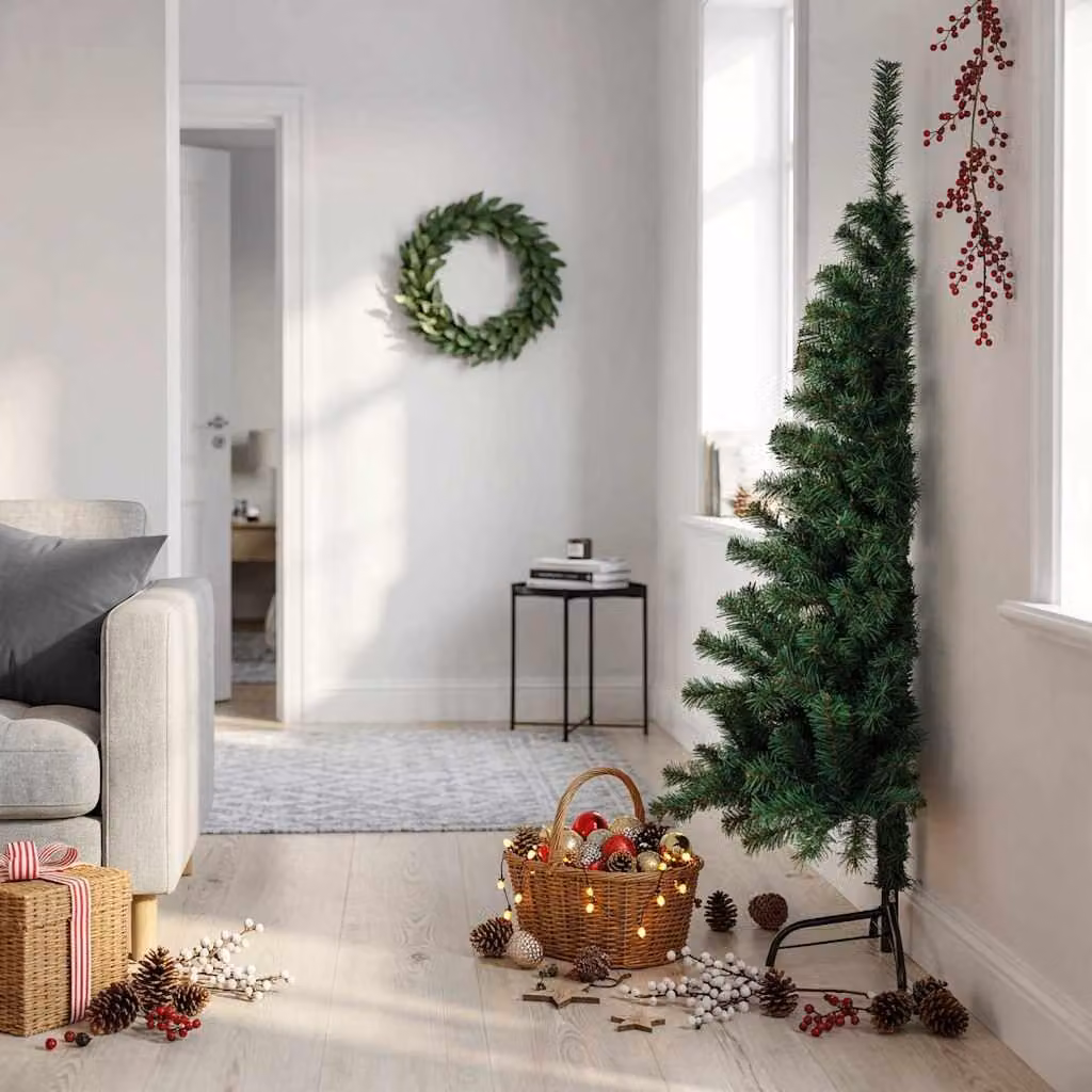 Maison Exclusive - Albero di Natale artificiale a mezza altezza con supporto, verde, 150 cm, in PVC