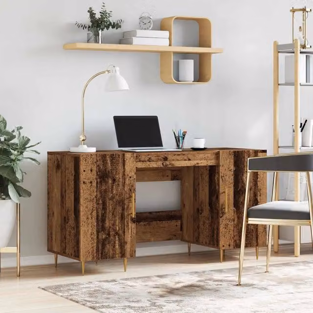 Scrivania moderna vidaXL in legno marrone L/P/H: 140 x 50 x 75 cm