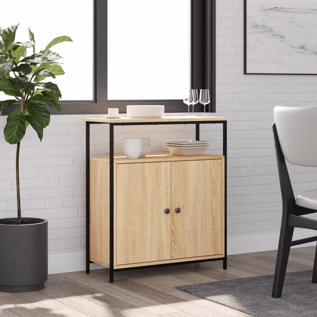 Credenza vidaXL in Rovere Sonoma e Metallo, Colore Marrone, L 70 cm x P 30 cm x H 80 cm