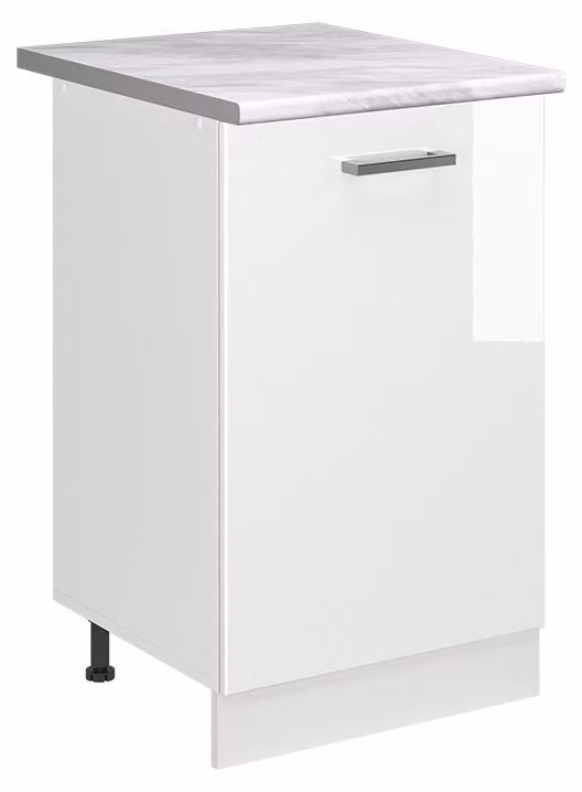 Mobiletto base cucina Vicco R-Line Bianco lucido/Bianco 50 cm piano di lavoro Marmo, Model 70177