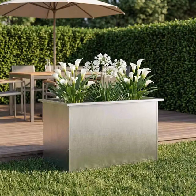 Fioriera da giardino con LED Argento 50 x 80 x 48 cm 8008218