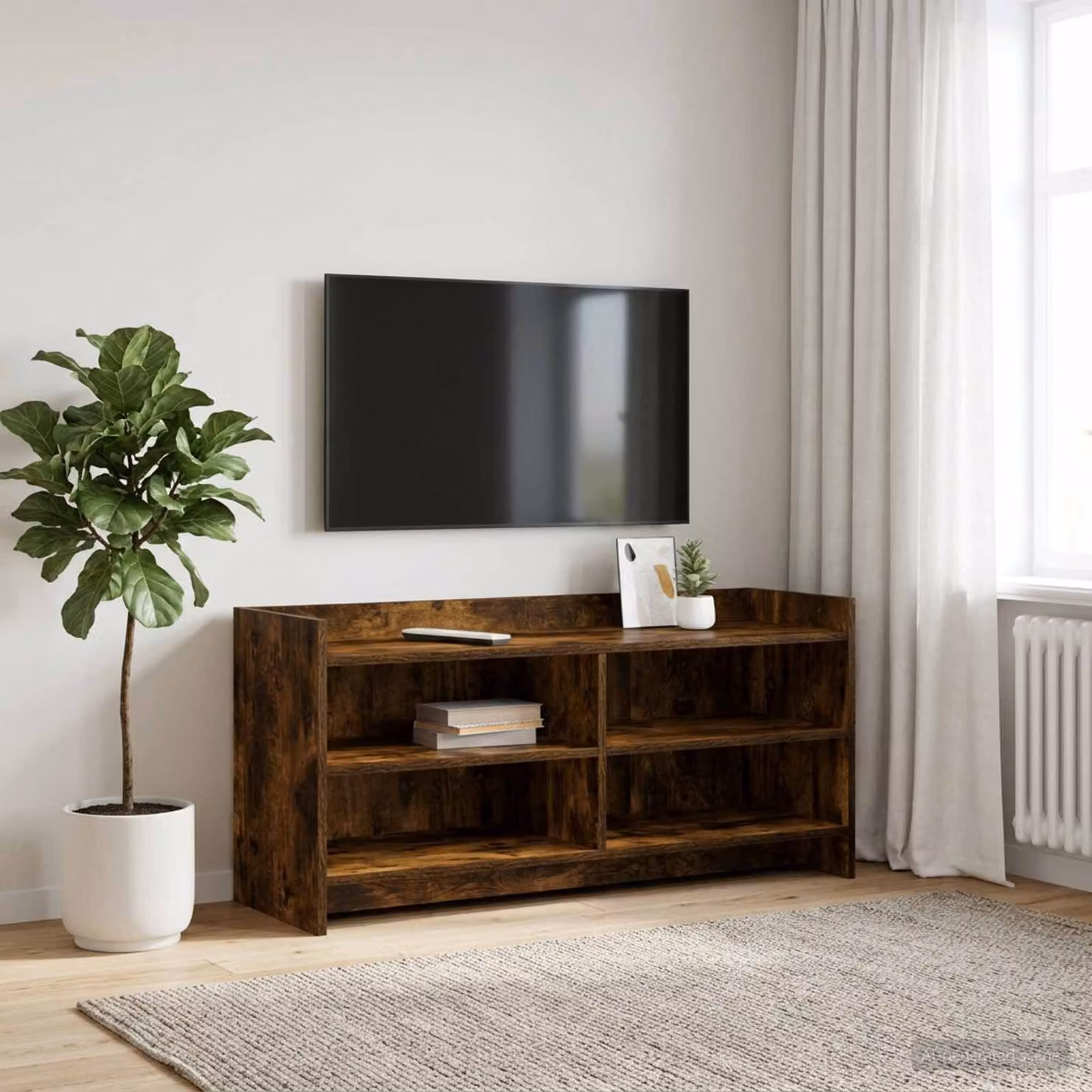 Mobile TV vidaXL in legno ingegnerizzato Rovere Fumo, L 100 cm x P 33 cm x H 47 cm