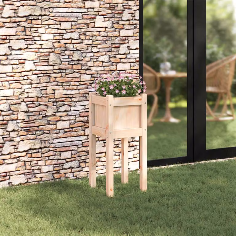Vaso da giardino vidaXL Natura in legno di pino, marrone e beige, L/P/H: 31 x 31 x 70 cm