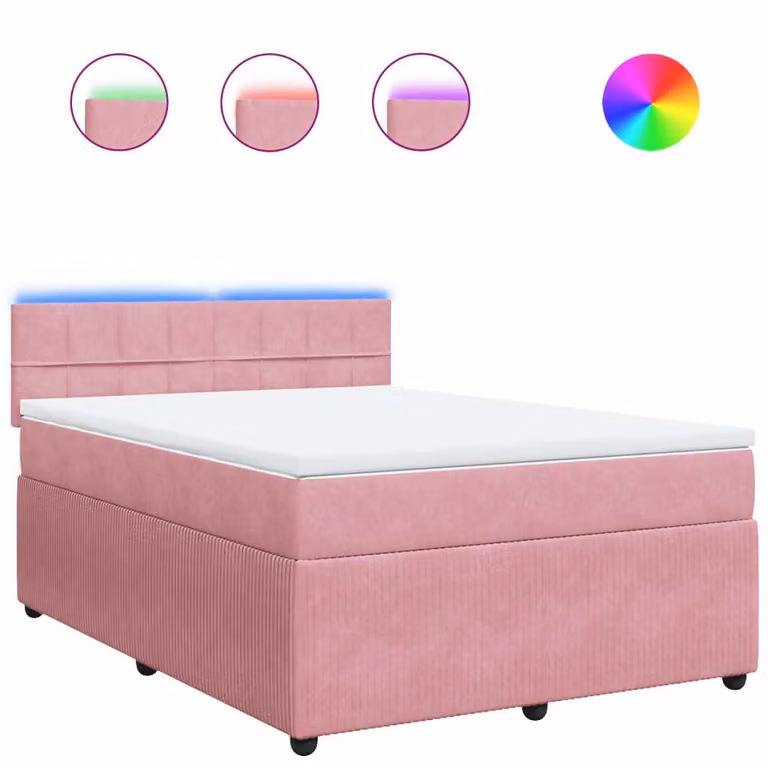 Giroletto a Molle con Materasso Rosa 160x200 cm in Velluto