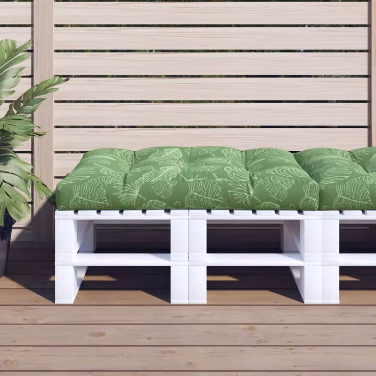 Cuscino per Pallet vidaXL Verde con Motivo a Foglie, L/P/H: 120 x 80 x 12 cm