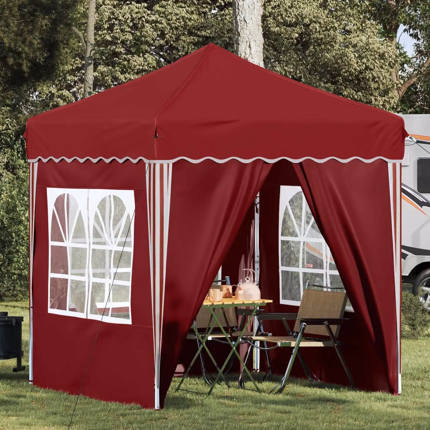 Maison Exclusive - Tenda pop-up per feste, 195 x 195 x 245 cm, colore bordeaux, tessuto Oxford