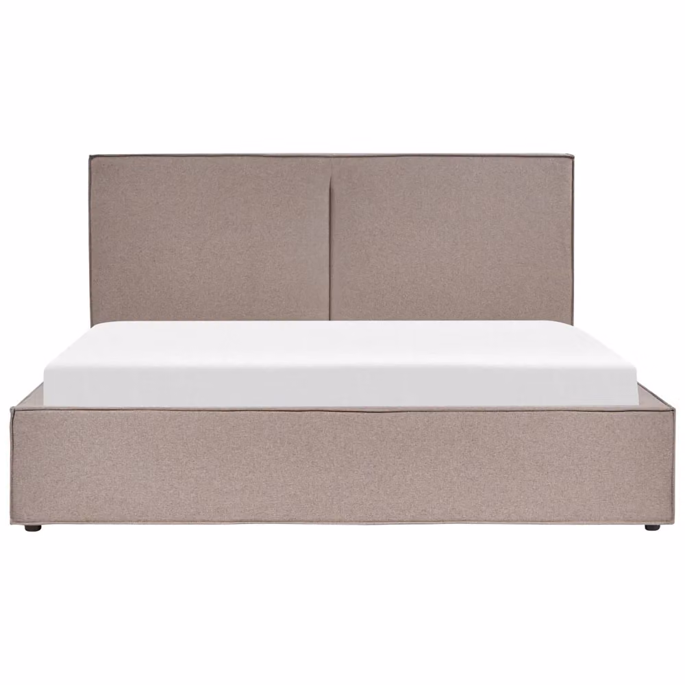 Letto King Size Beliani con Contenitore e Telaio a Doghe, Rivestimento in Tessuto Grigio Tortora, L/P: 180 x 200 cm – 2