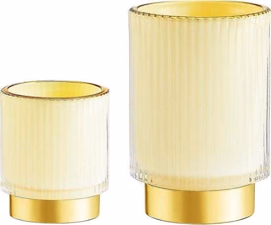 Portaoggetti per sedia da ufficio - Design a righe su vetro - 9,2 x 9,2 x 13,7 cm - Bianco latte