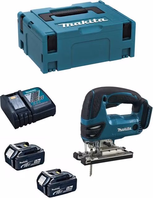 Seghetto Alternativo Makita DJV180RTJ LXT con 2 Batterie da 5,0 Ah, Caricatore DC18RC e Sistema di Trasporto MAKPAC 2
