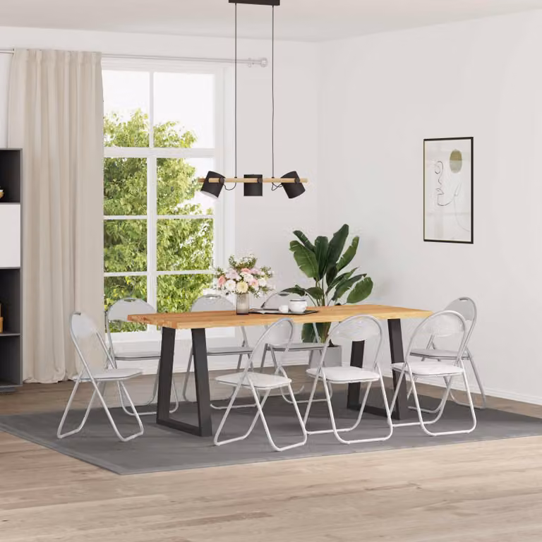 Set di 8 sedie pieghevoli vidaXL in pelle sintetica bianco e grigio