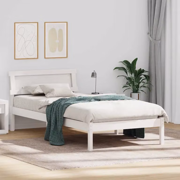Struttura del letto moderna vidaXL in pino massello bianco L 200 x L 80 cm
