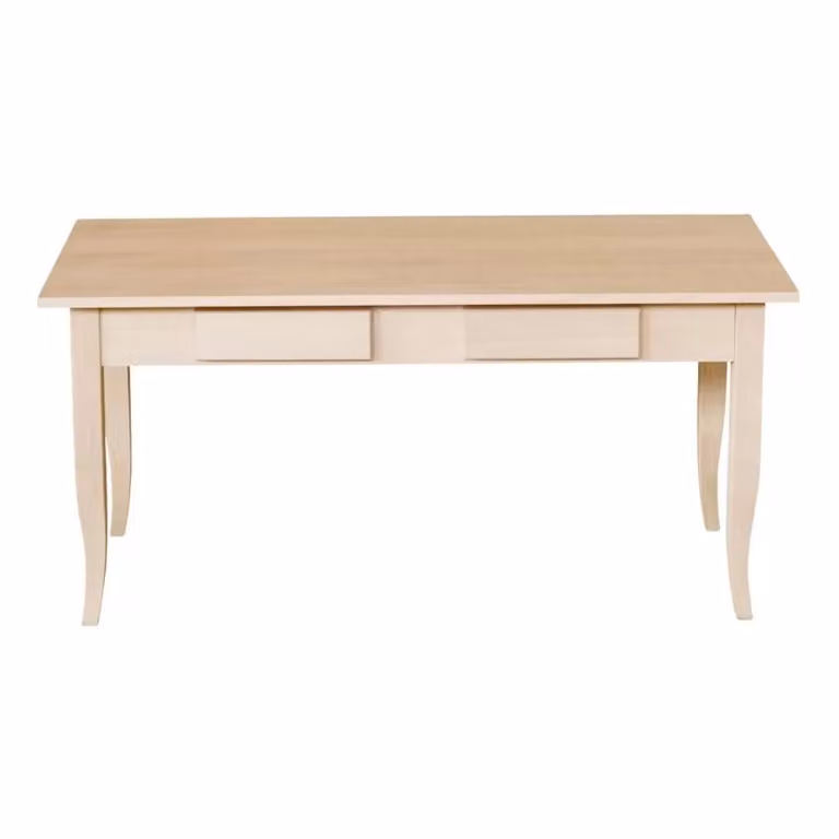 Tavolino rettangolare con 2 cassetti in legno di faggio non trattato Mobili 2G L: 100 cm, P: 50 cm, H: 45 cm