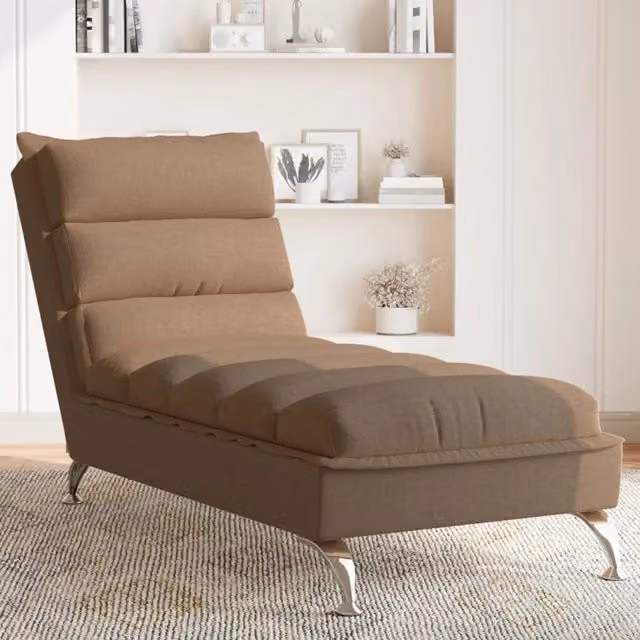 Sdraio da esterno hybrid vidaXL marrone con cuscini in tessuto e poggiatesta regolabile – 1