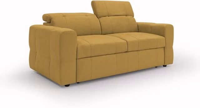 Divano Kronos Divani.Store con estraibile e poggiatesta reclinabili in microfibra impermeabile giallo L: 193 cm