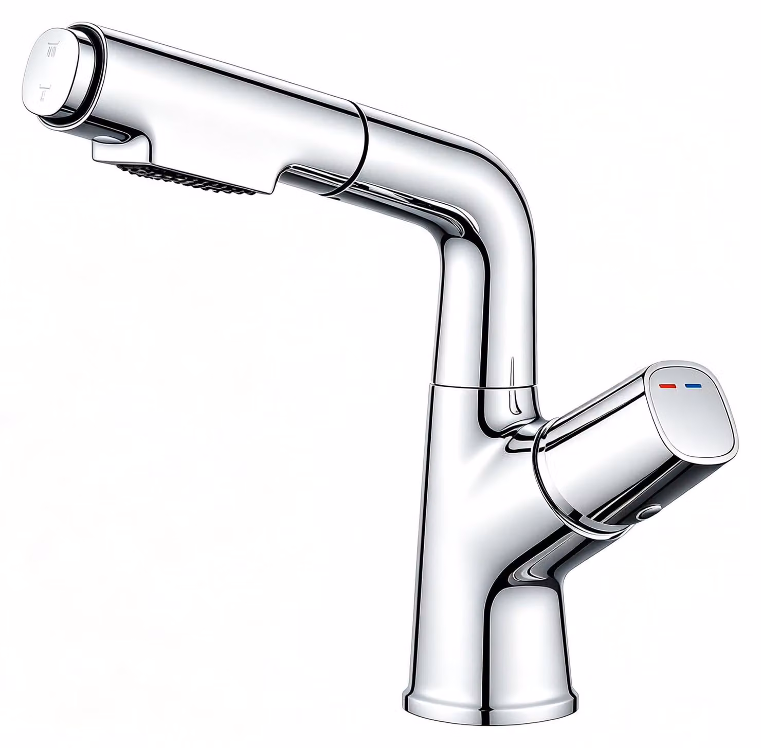 Miscelatore per lavabo con doccetta estraibile, cromo, ottone