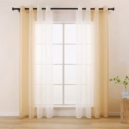 Tende trasparenti - leggere e decorative - set da 2 - sfumatura beige-bianco - 140 x 225 cm