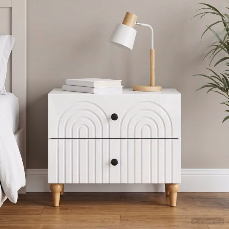 vidaXL Armadio da Notte con Cassetto Bianco Lucido L: 62 cm, P: 34,5 cm, H: 48 cm