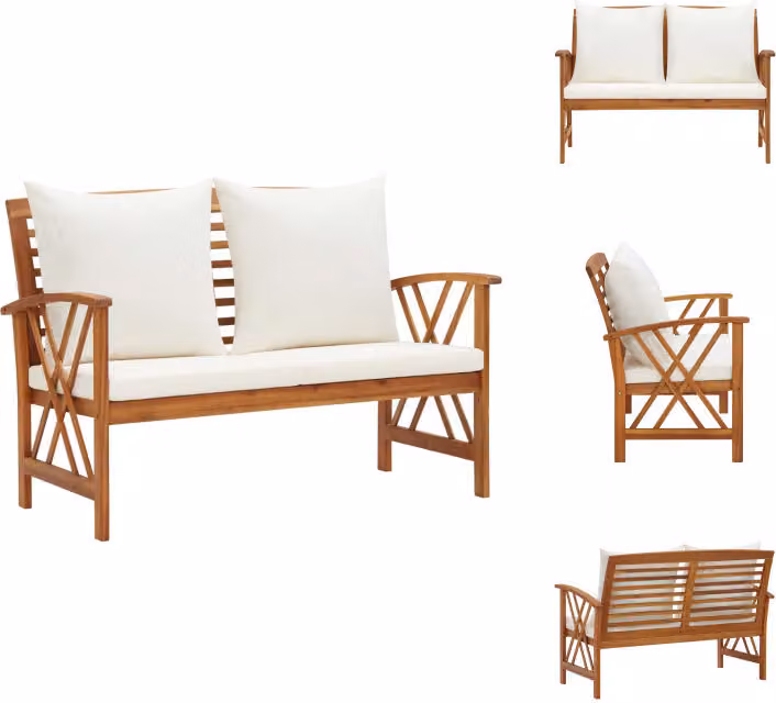 vidaXL Panca da giardino con cuscino 119 cm in legno massiccio di acacia - Panche da giardino
