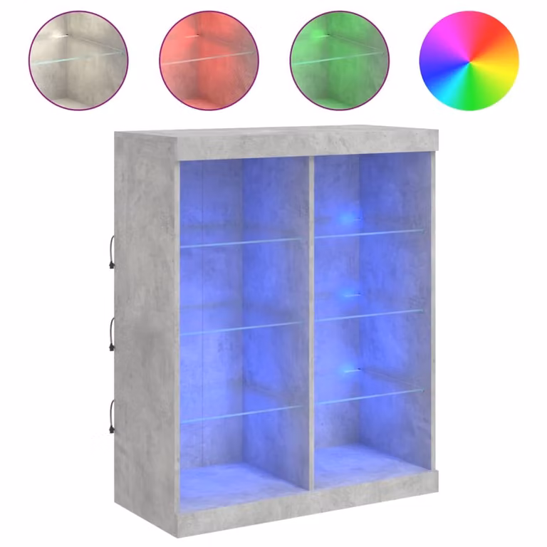 Credenza con Luci LED Grigio Cemento 81x37x100 cm
