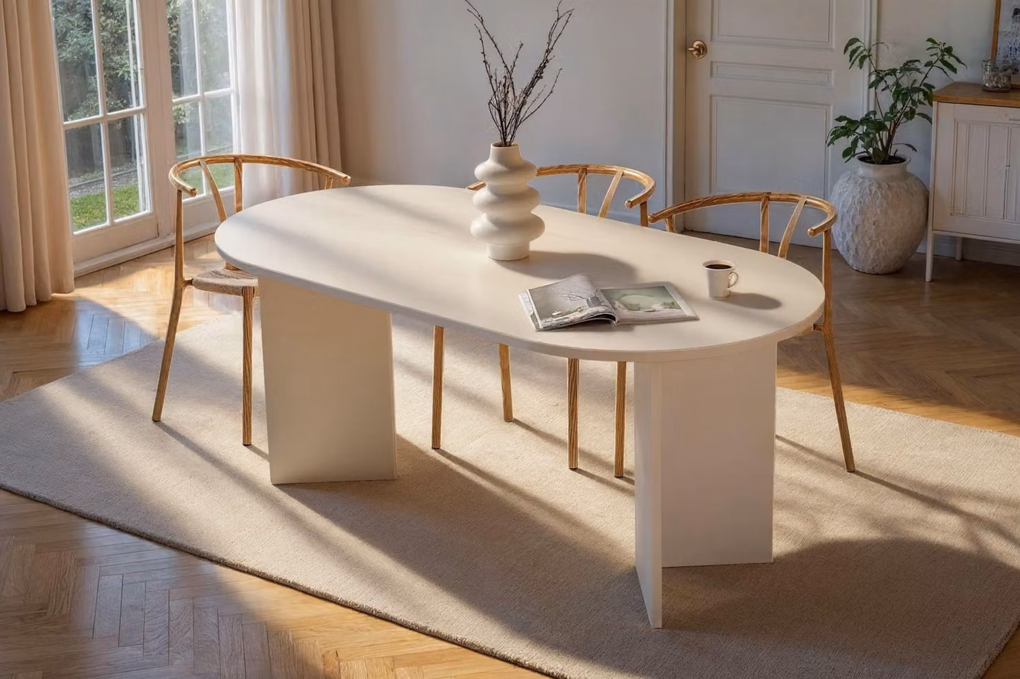Skye Decor, Sablin - Wood White, tavolo da pranzo, legno bianco, piano in melamina 100 %, 180 x 89,5 x 75 cm