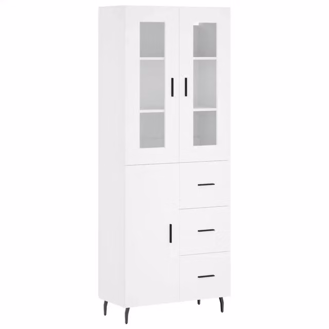 Credenza | Madia | Buffet da pranzo | Armadio da pranzo Bianca 69,5x34x180 cm in Legno Multistrato