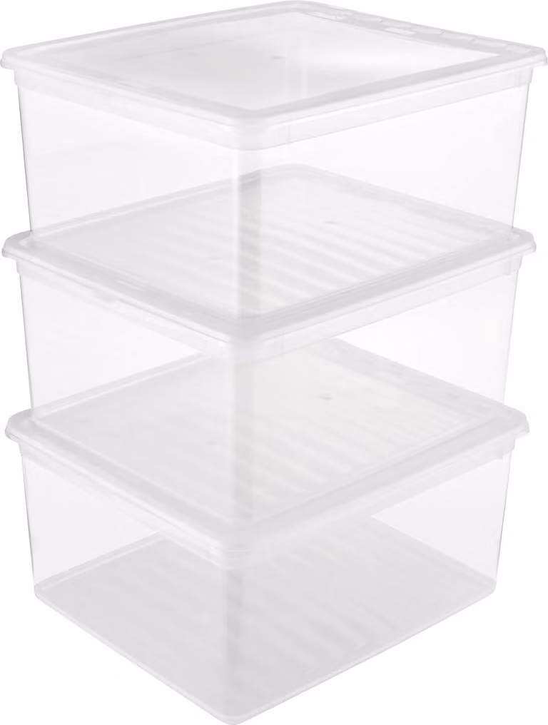 Contenitore con sistema di controllo dell'aria - Set di 3 pezzi altezza 18 cm - 3 x 18 l - Bea box trasparente