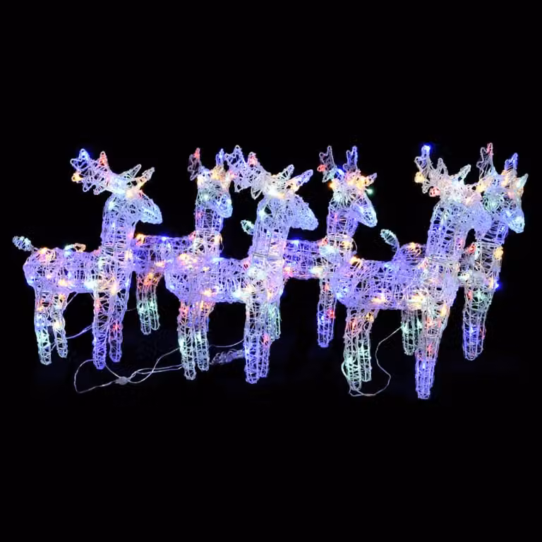Set di 6 renne di Natale vidaXL multicolore con 240 LED in plastica per decorazione da giardino