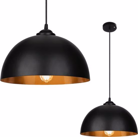 Lampada da scrivania in stile industriale - vintage - Ø 30 cm - E27 - nero e oro - 2 pezzi