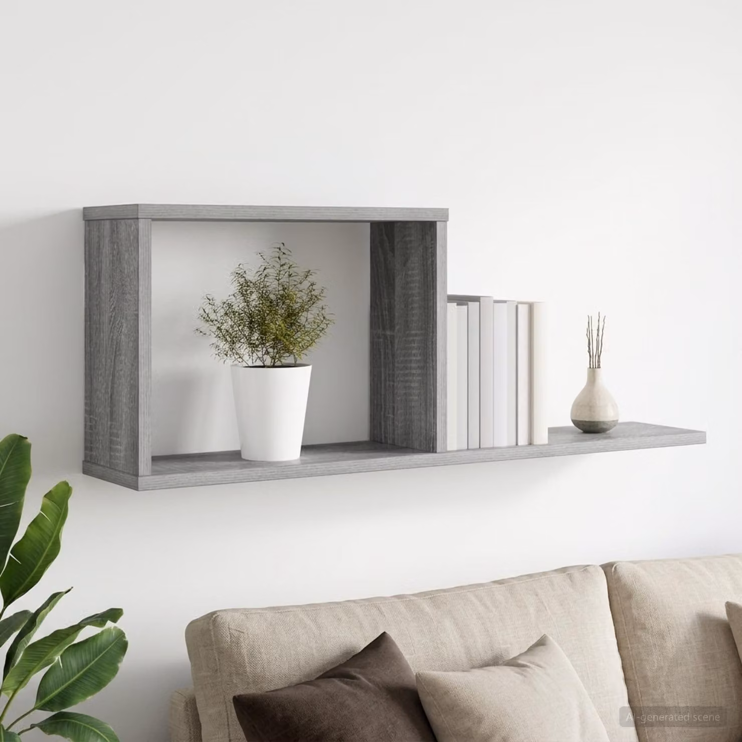 Scaffali flottanti vidaXL in stile moderno, colore grigio, L 80 x P 30 x H 15 cm