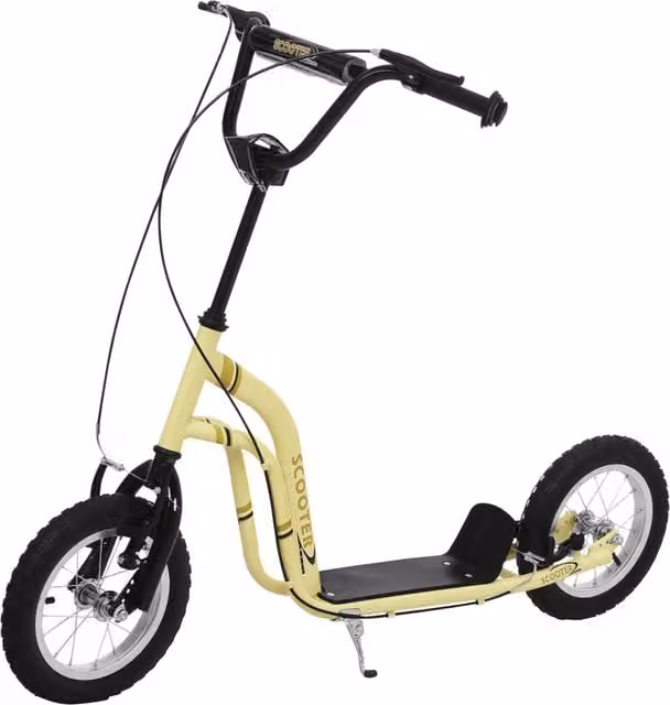 Monopattino per bambini XYLO con ruote da 12 pollici, manubrio regolabile e freno a mano, colore beige