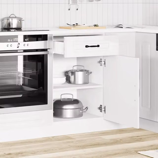 Mobile Base da Cucina Kalmar Design Mania Bianco Lucido in Legno Multistrato L: 81.5 cm, P: 46 cm, H: 50 cm