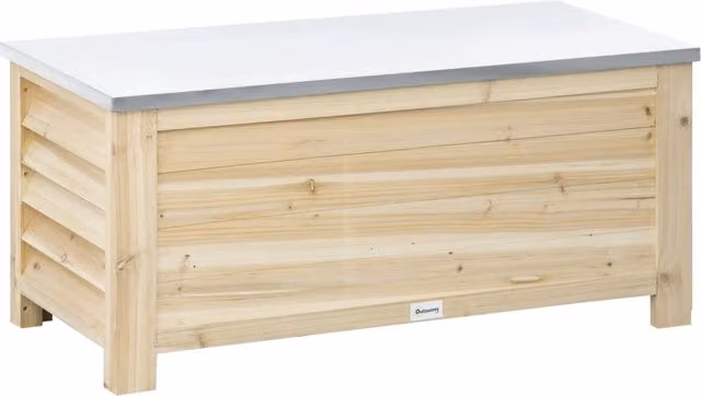 Baule da giardino 110 x 50 x 50 cm grande capacità 155 l apertura con pistoni facile montaggio stile rustico in legno naturale 21_0005160