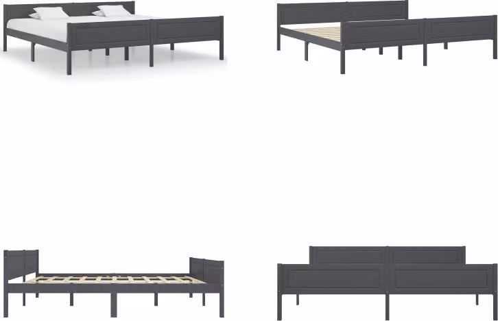 vidaXL Letto in legno massiccio pino grigio 200x200 cm - Struttura letto - Struttura letto - Letto - Letti