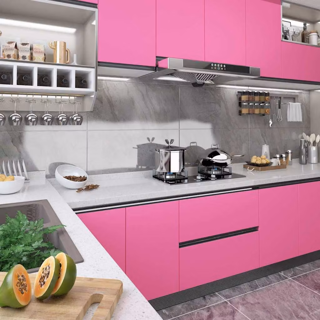 Pellicola Autoadesiva per Mobili vidaXL in PVC Rosa Lucido L: 500 cm, H: 90 cm