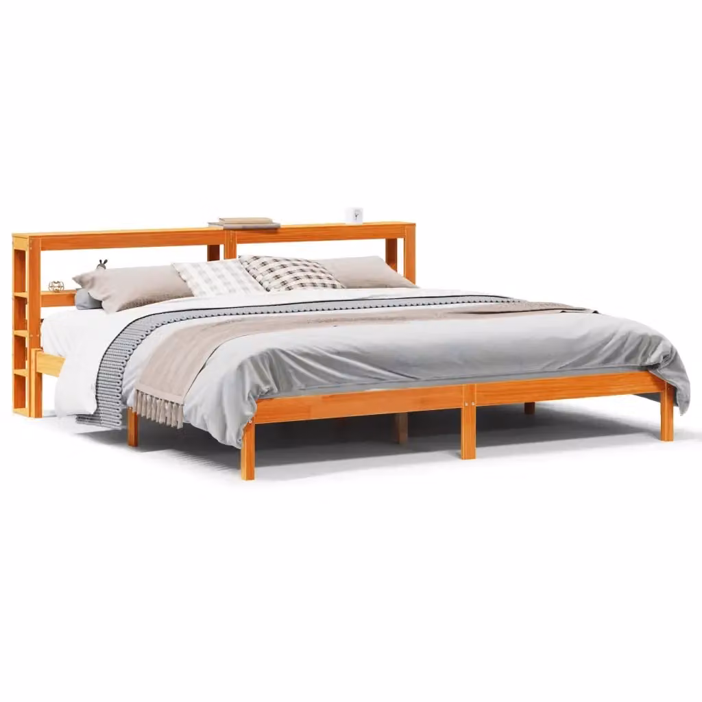 vidaXL Giroletto con Testiera in Legno di Pino Massello, Marrone Cera, L/P: 200 x 200 cm – 2
