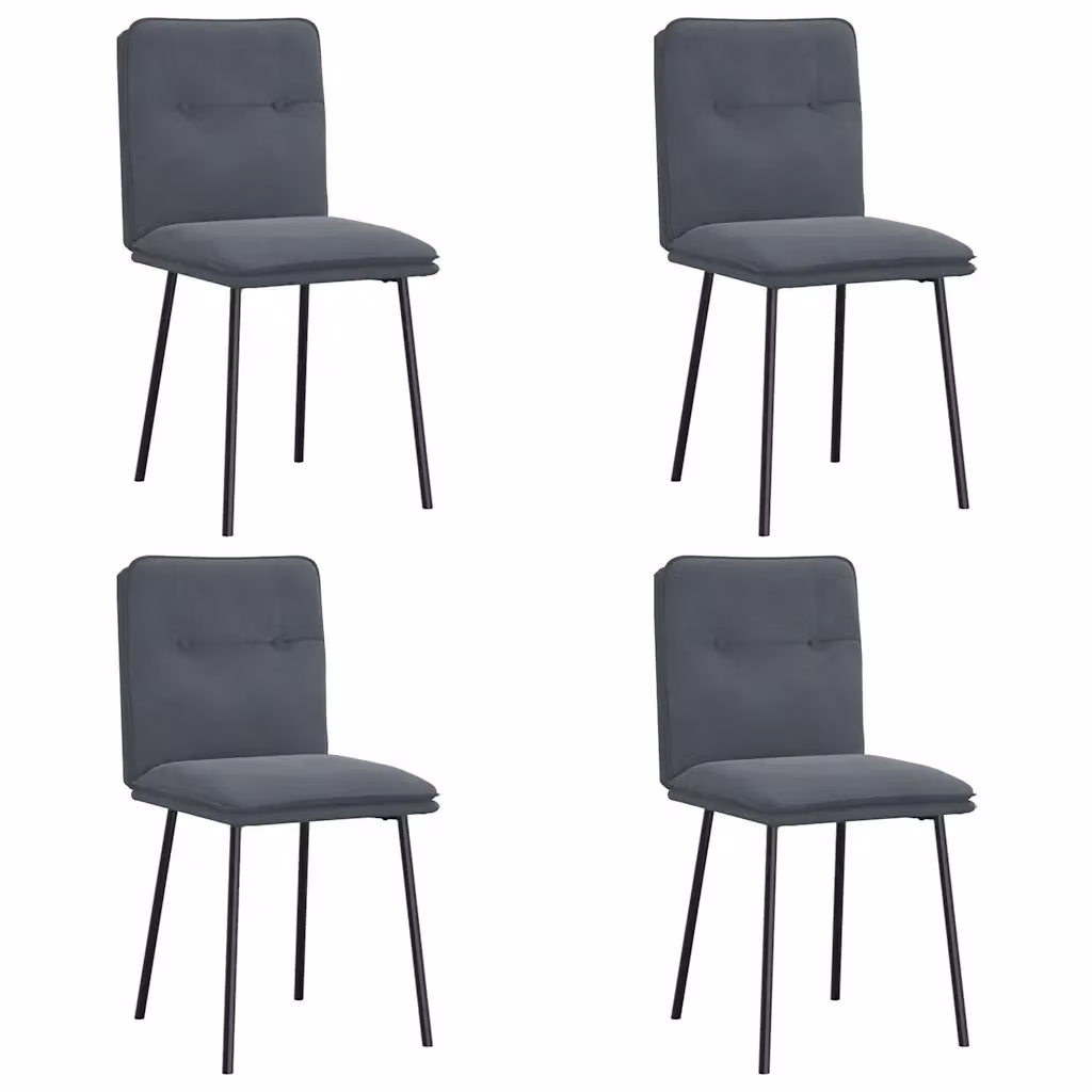 Set di 4 sedie da pranzo vidaXL in velluto grigio con struttura moderna per soggiorno e cucina – 2