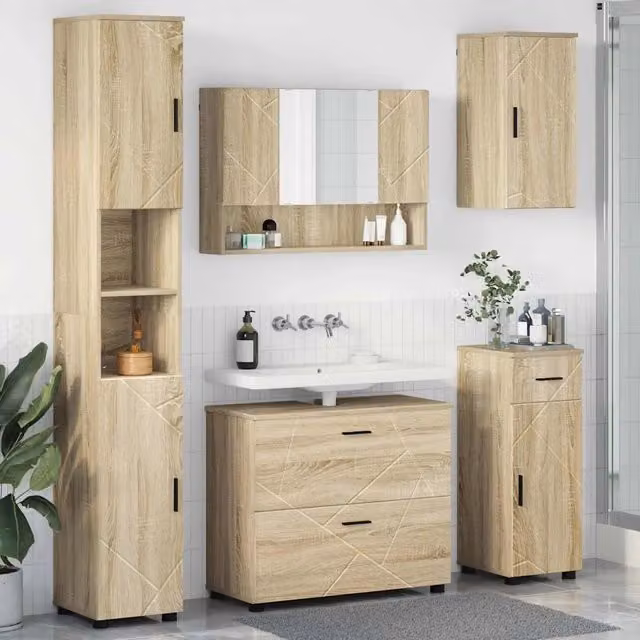 Set di mobili per il bagno 5 pz Rovere Sonoma 35 x 30 x 192 cm 3393075