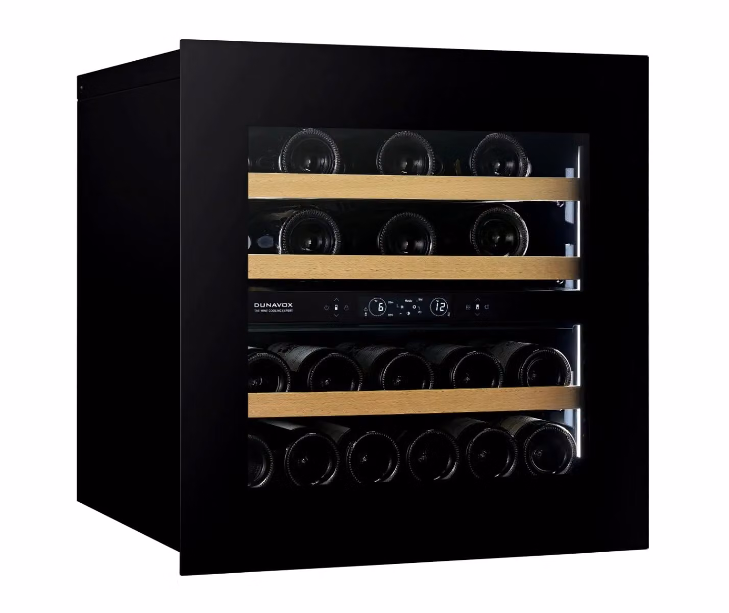 Cantina Linea Horizon porta 'full glass' nera push to open, classe F, 25 bottiglie - DVH-25.65DB.TO