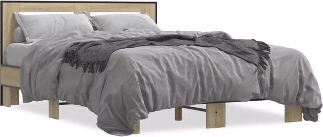 Letto matrimoniale | Letto per adulti | Giroletto Rovere Sonoma 120x200 cm in Legno Multistrato Metallo