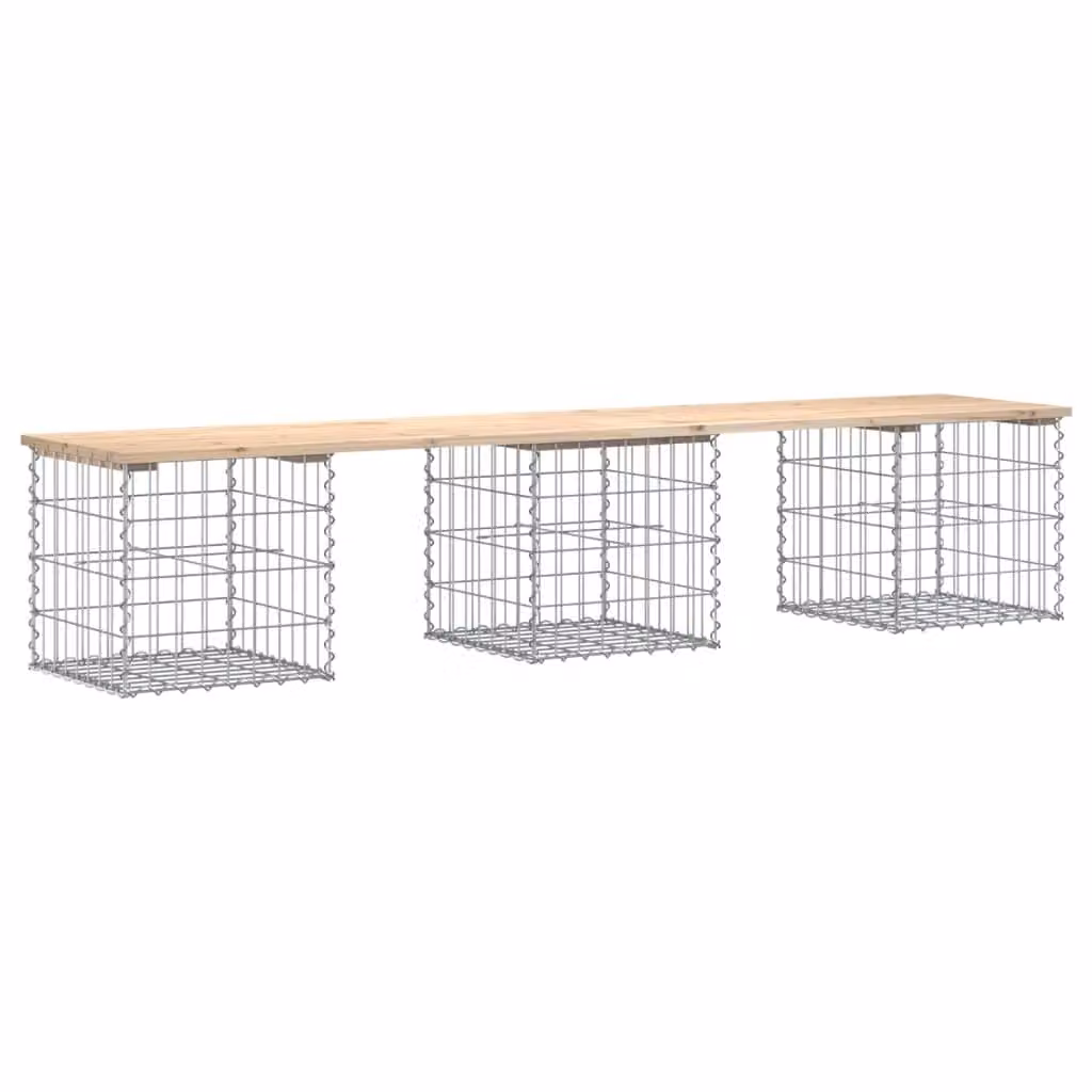 Panca Giardino Design Gabbione 203x44x42 cm Legno Massello Pino