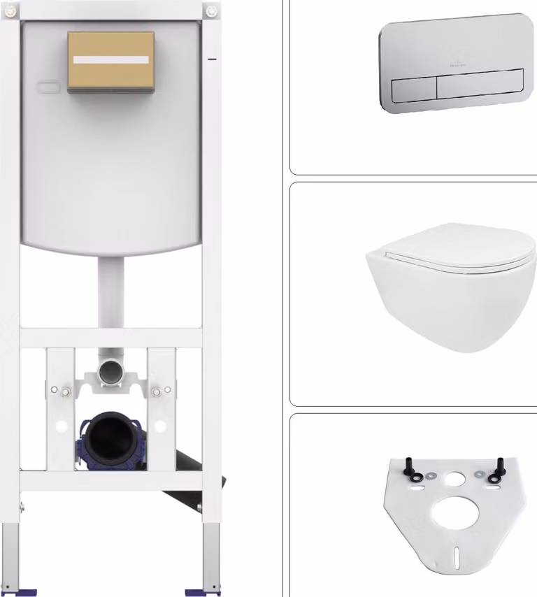 BB INFINITY WC sospeso senza bordo con sedile SoftClose e accessori VILLEROY & BOCH cromo opaco