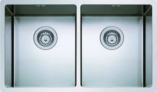 Lavello da incasso in acciaio inox, due vasche con foro per miscelatore 74x44 cm Coveh